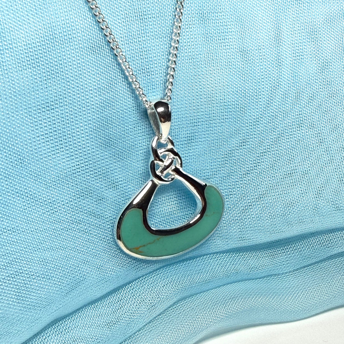 Sterling silver blue turquoise fancy necklace with chain
