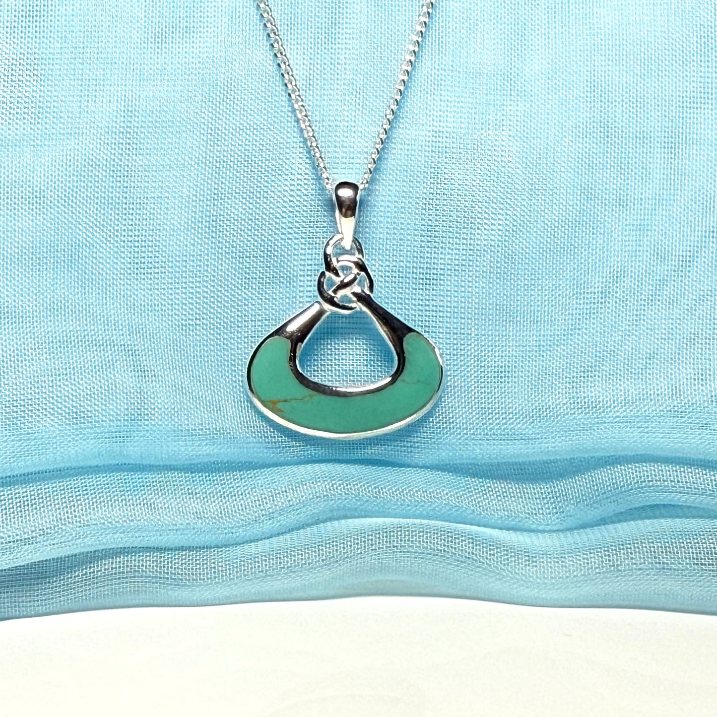 Sterling silver blue turquoise fancy necklace with chain included