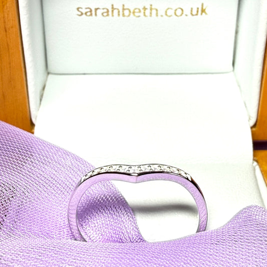 Sterling silver cubic zirconia wishbone ring