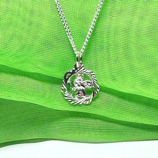 13 mm Sterling silver fancy Saint Christopher including chain