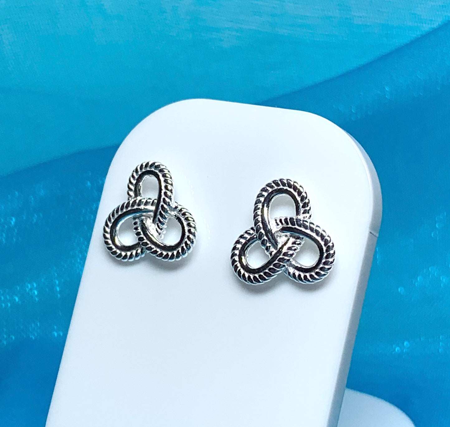 Sterling silver trefoil knot stud earrings