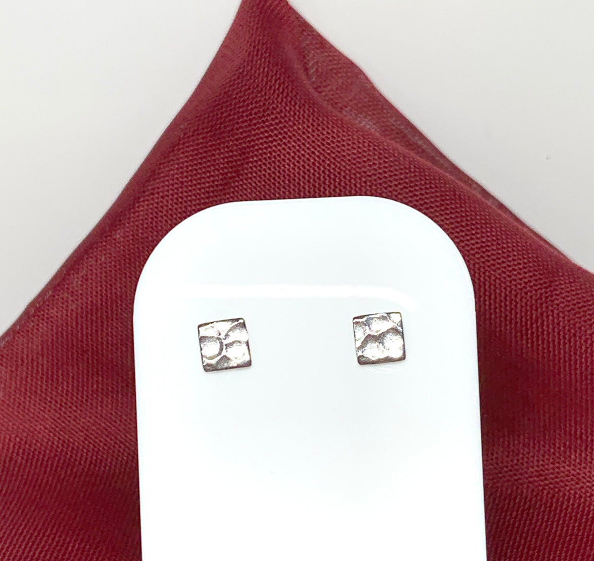 Sterling silver patterned square stud earrings