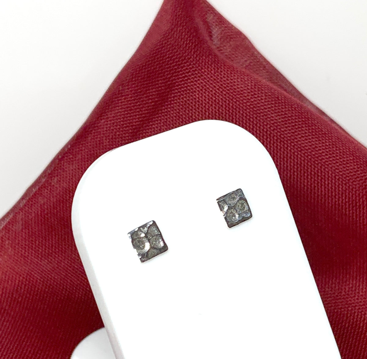 Sterling silver patterned square stud earrings