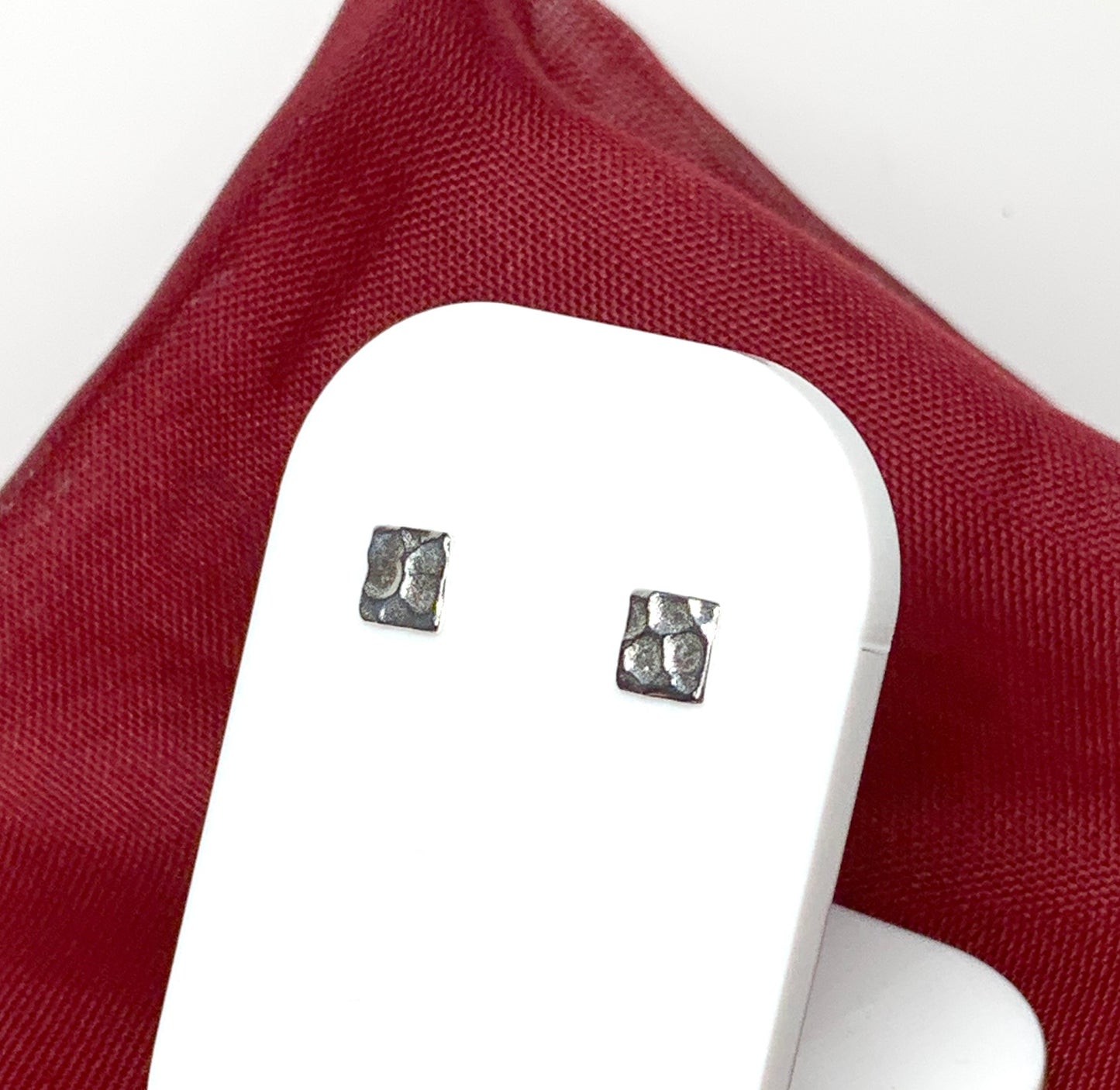 Sterling silver patterned square stud earrings