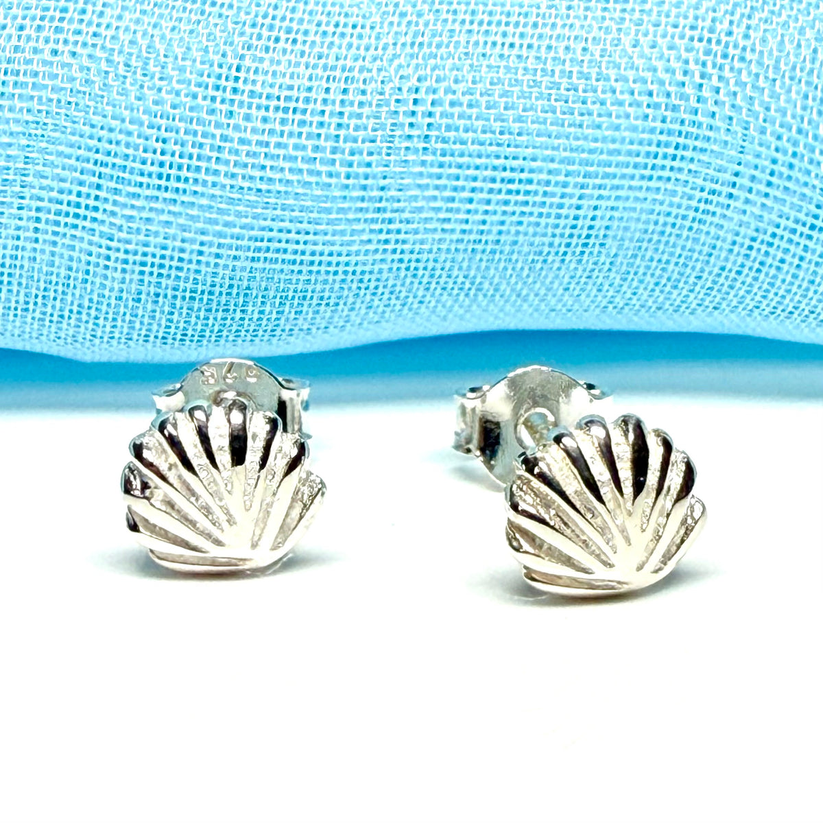 Shell stud earrings sterling silver