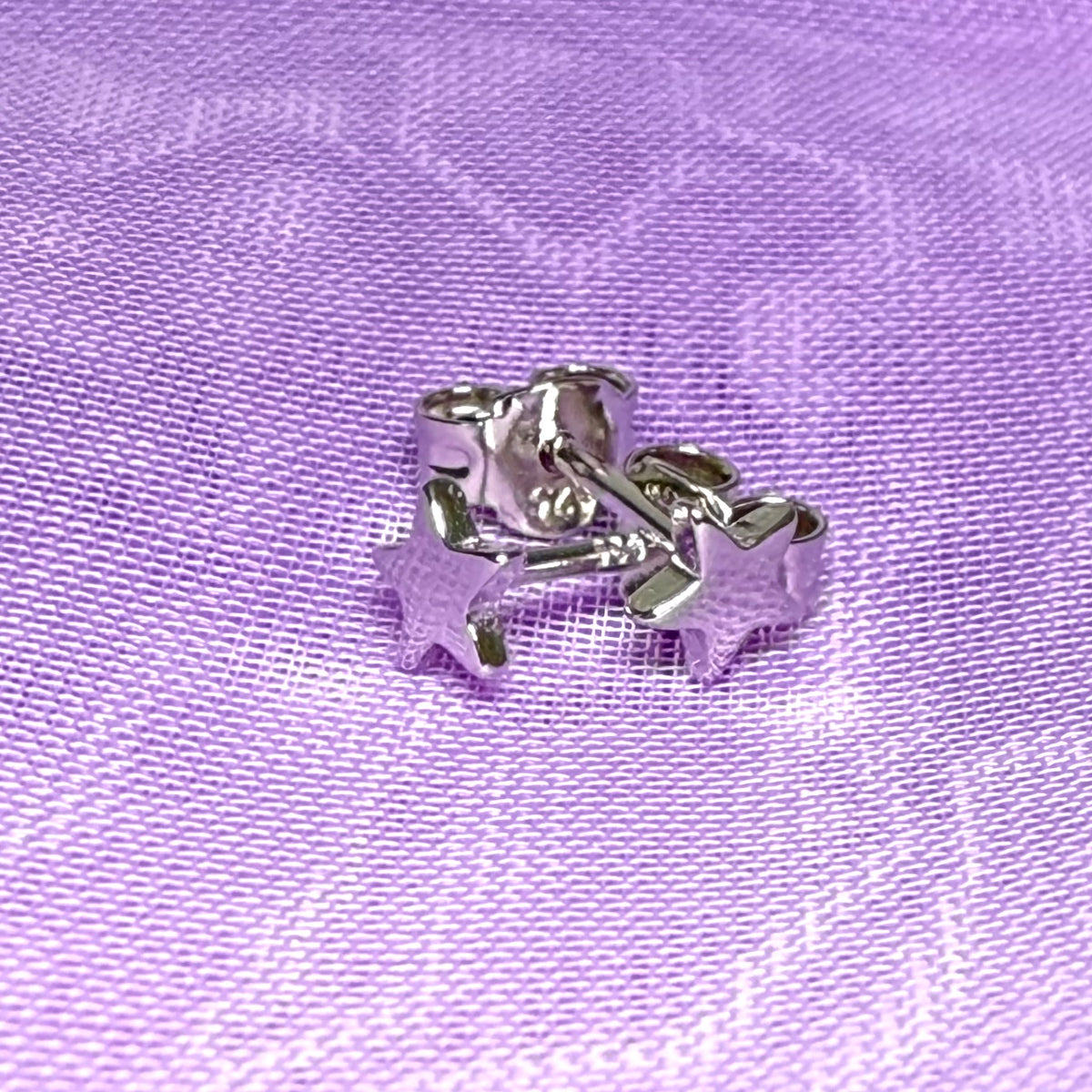 Sterling silver small star polished stud earrings
