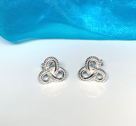 Sterling silver trefoil knot stud earrings