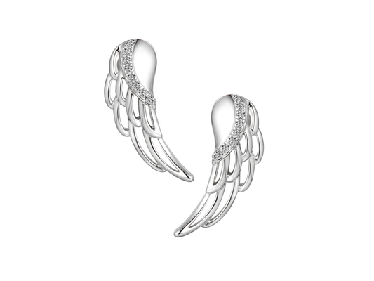 Sterling silver Angle Wing stud drop earrings cubic zirconia
