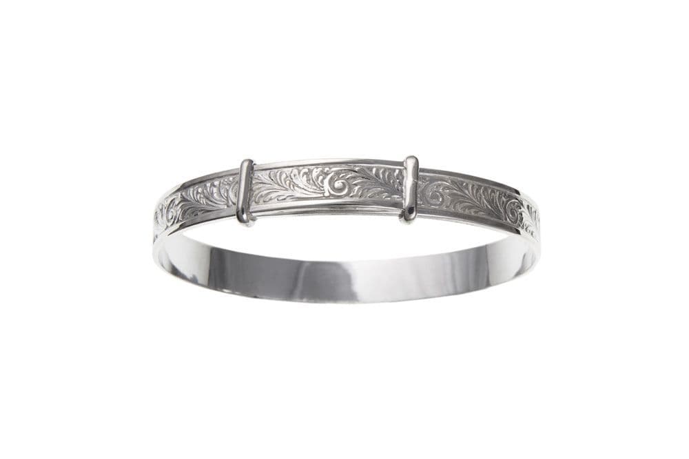 Sterling silver Maid's Size Patterned Expanding Bangle