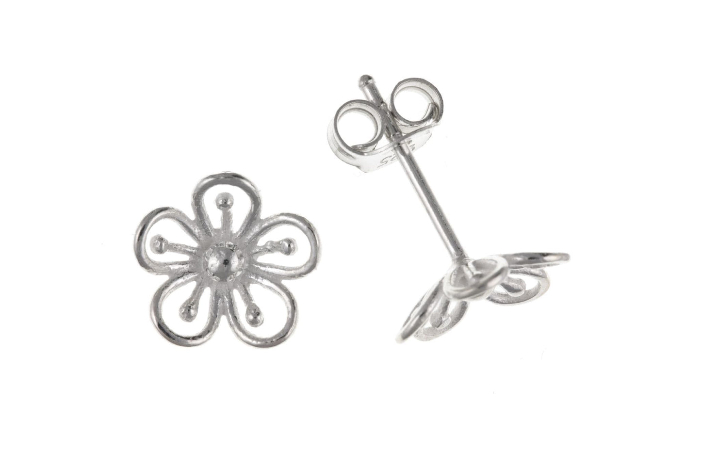 Sterling silver flower stud earrings