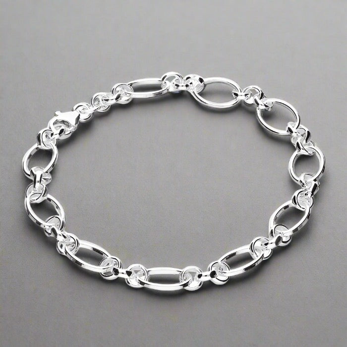 Sterling silver oval link on sale bracelet