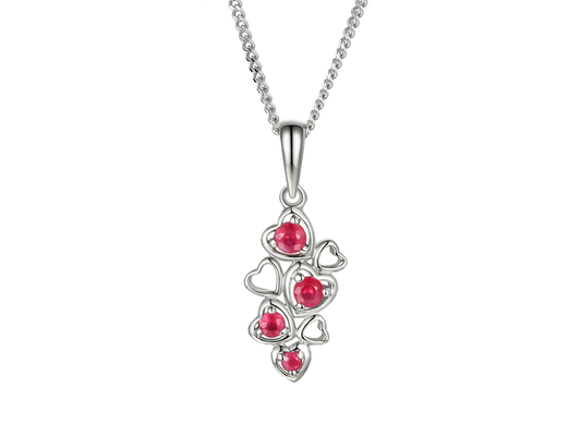 Sterling silver real ruby necklace heart pendent