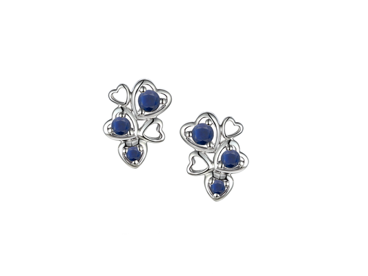 Sterling silver real sapphire heart earrings
