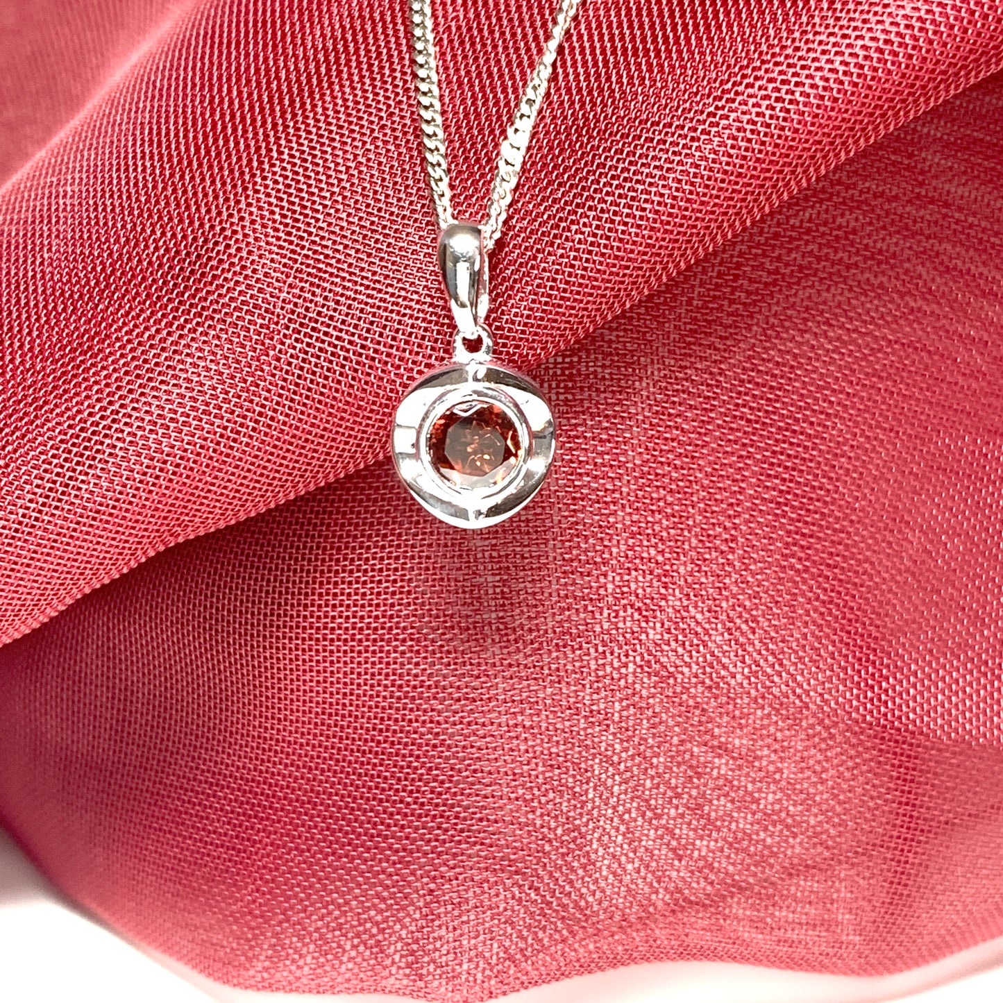 Round garnet sterling silver necklace