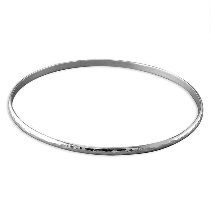 Sterling silver round hammered slave bangle