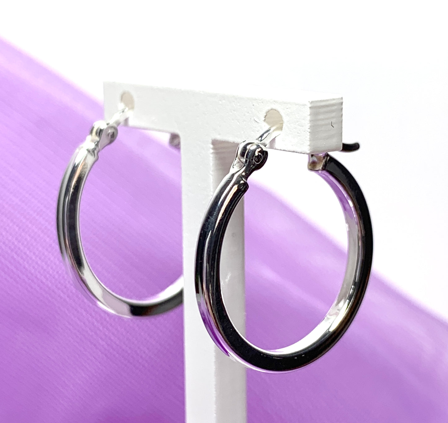 Sterling silver round hoop earrings 20 mm