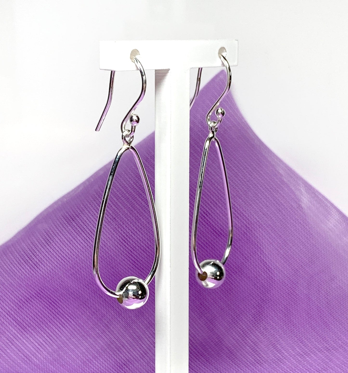 Sterling silver teardrop and ball shaped drop earrings