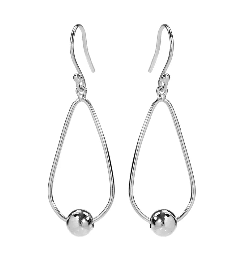 Sterling silver teardrop and ball shaped drop earrings