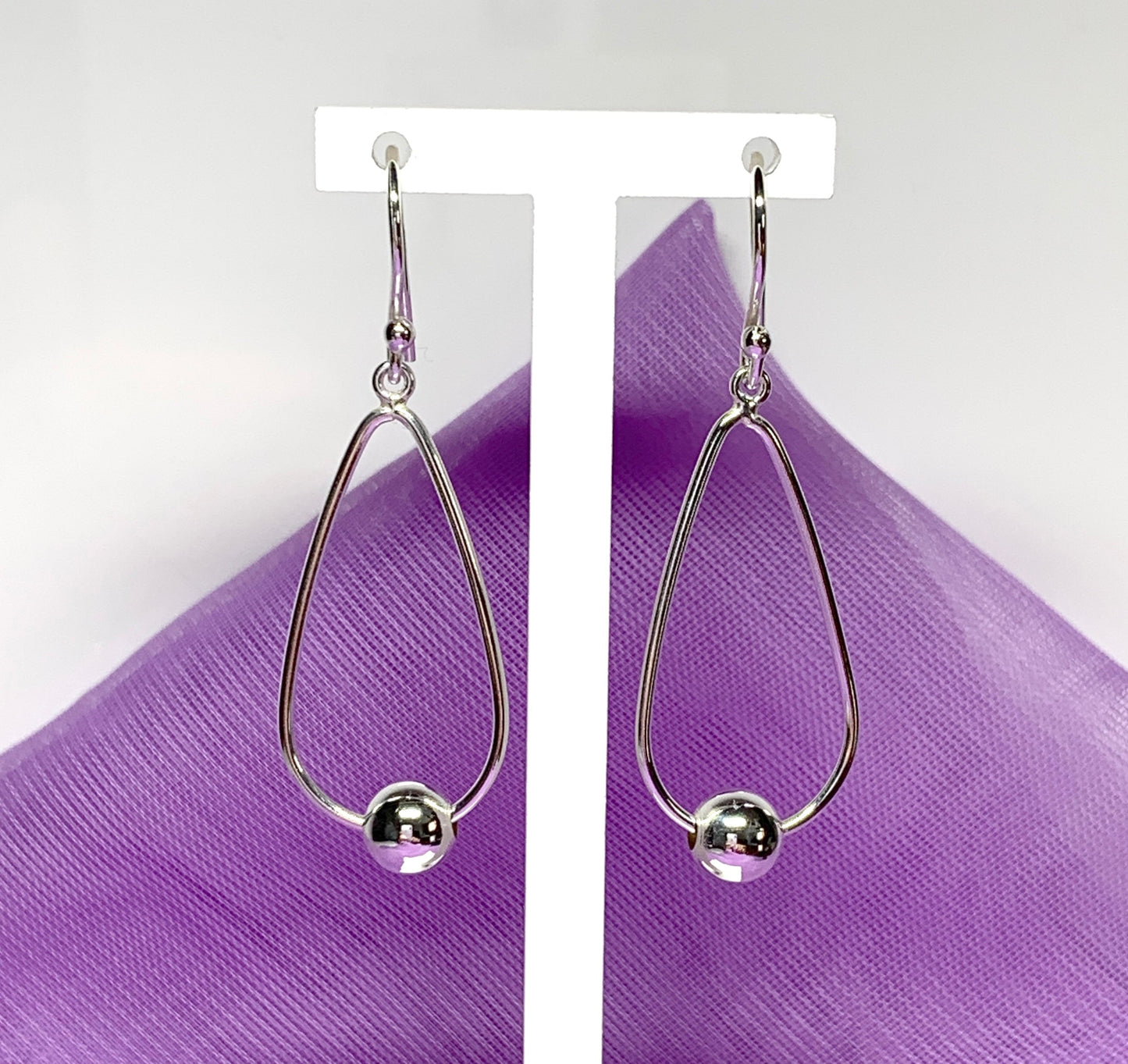 Sterling silver teardrop and ball shaped drop earrings