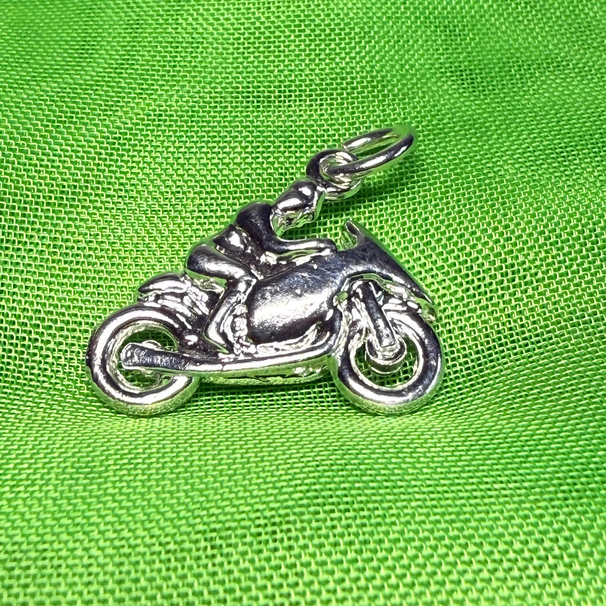 TT Racing Motorbike Charm Sterling Silver
