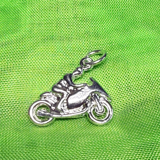 TT Racing Motorbike Charm Sterling Silver