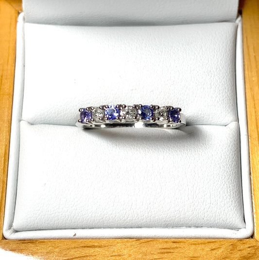 Tanzanite and diamond eternity ring