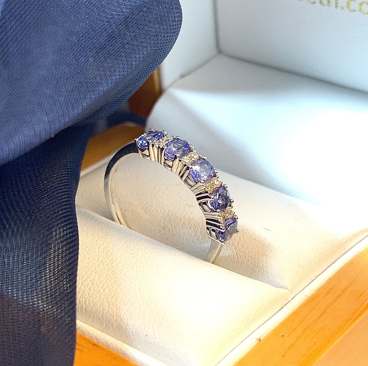 Tanzanite and diamond eternity ring