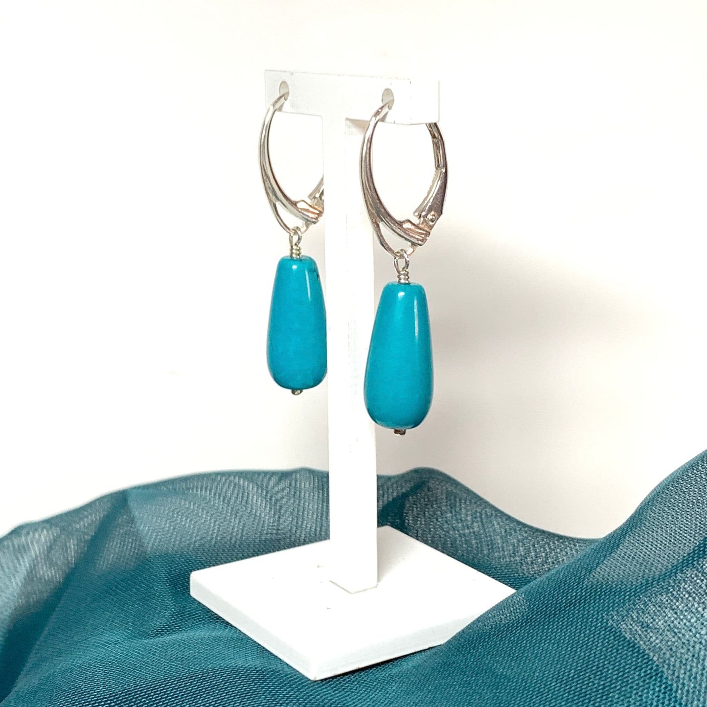Small Teardrop Turquoise Sterling Silver Drop Earrings