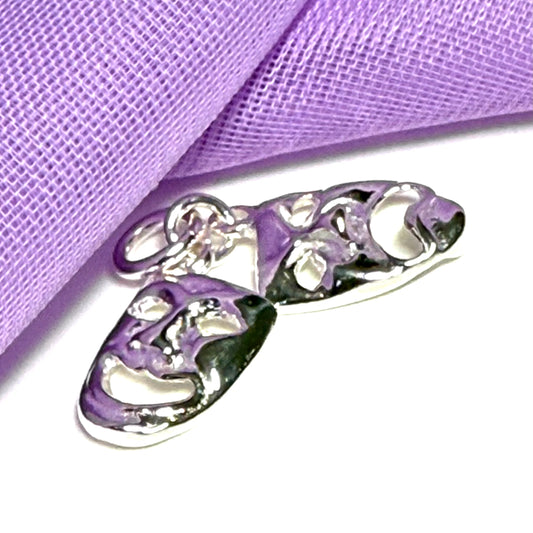 Theatre masks solid sterling silver charm