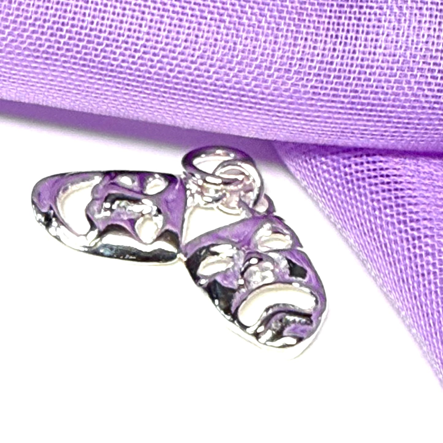 Theatre masks solid sterling silver charm