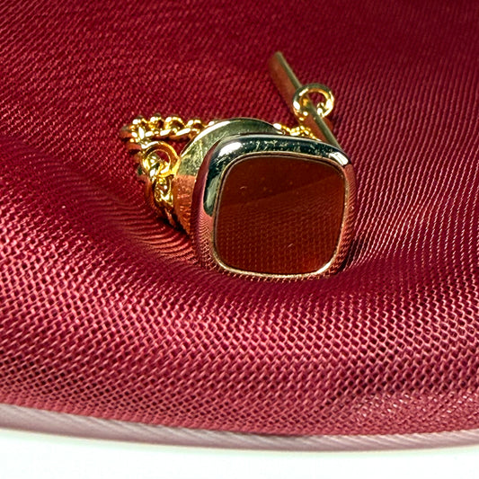 Tie Pin Gold Plated Cushion Shaped Red Cornelian Tie Tac