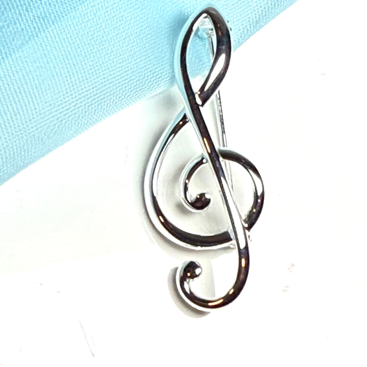 Treble Clef Musical Note Sterling Silver Brooch