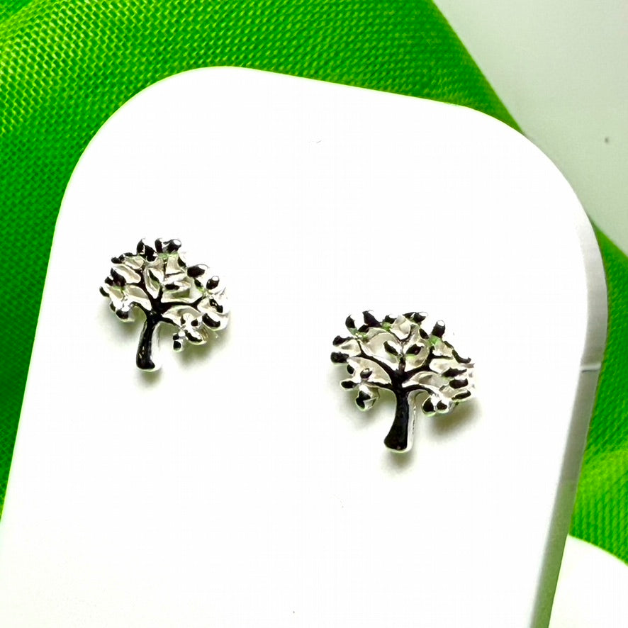 Sterling Silver Tree Of Life Stud Earrings