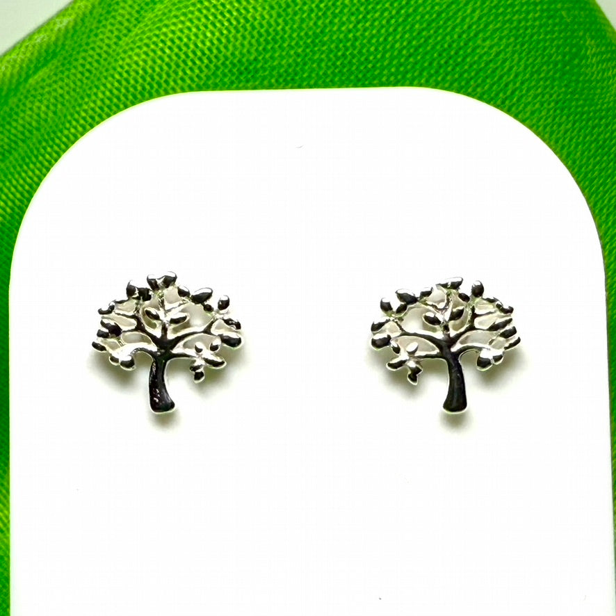 Sterling Silver Tree Of Life Stud Earrings