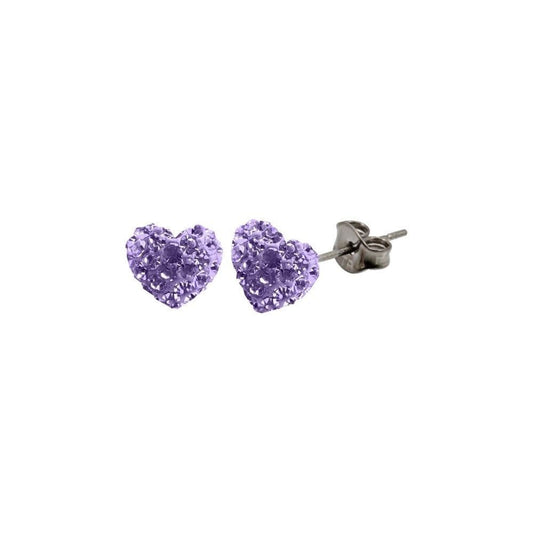 Tresor Paris heart shaped 10 mm lilac stud earrings titanium
