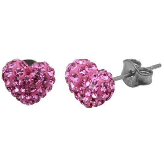 Tresor Paris heart shaped 10 mm pink stud earrings titanium