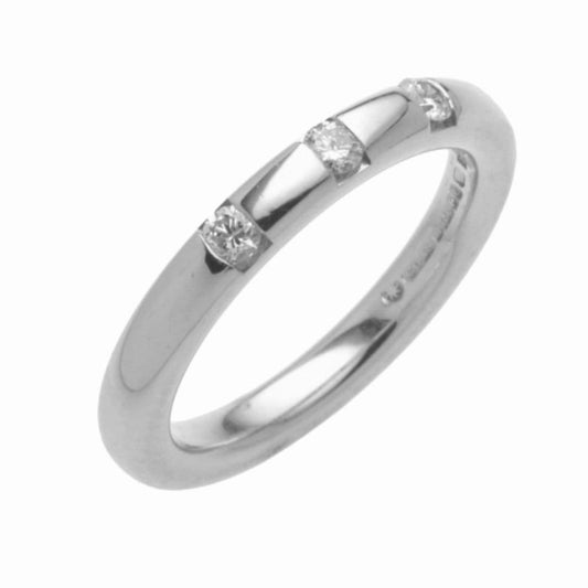 Triple Diamond Platinum Plain Polished Diamond Tension Set Wedding Ring