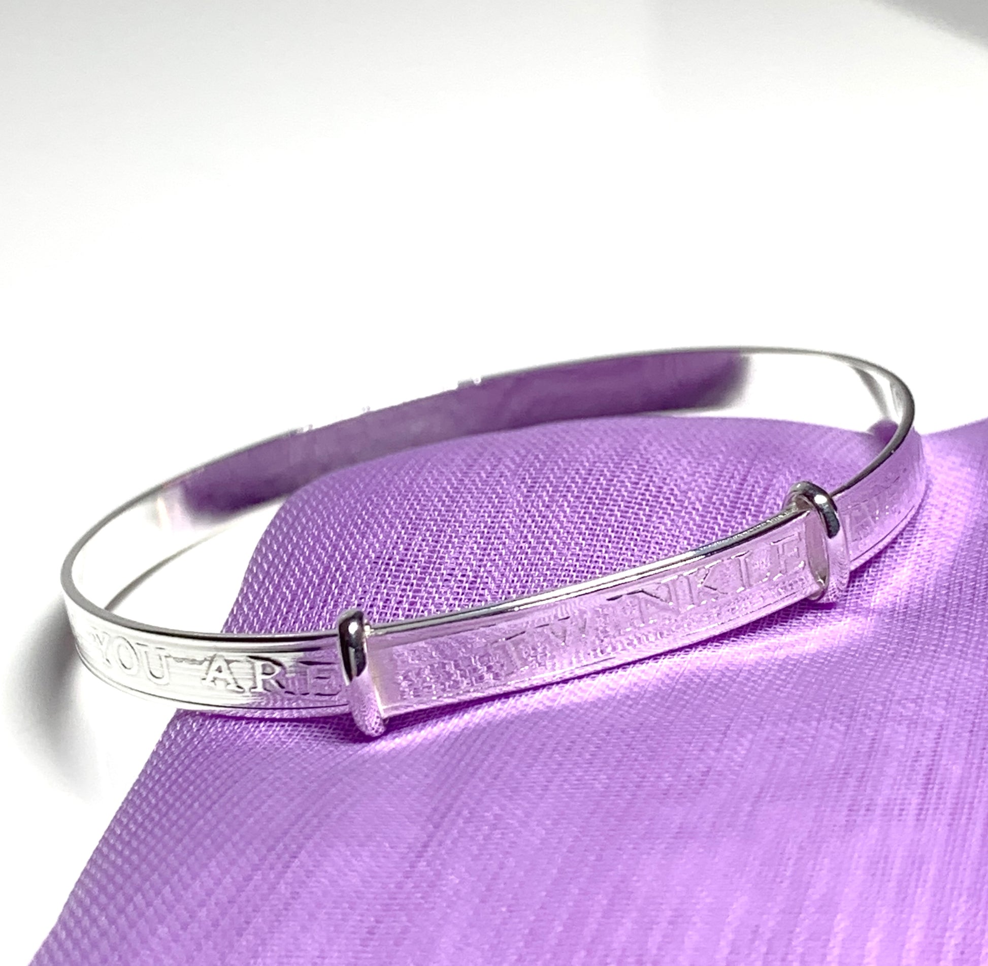 Twinkle Twinkle Little Star child’s expanding bangle design sterling silver