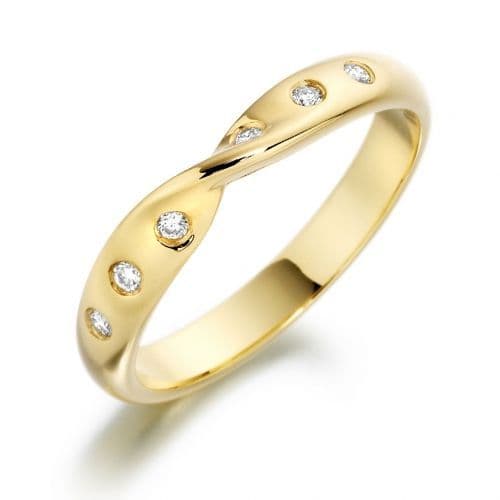 Twisted diamond set wedding ring