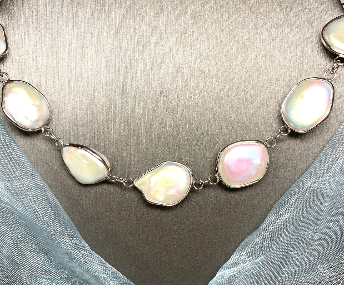 Very large real freshwater cultured pearl single row fancy necklace row
