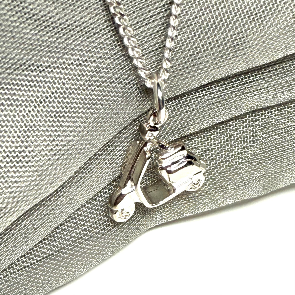 Vespa Scooter Shaped Necklace Sterling Silver Pendant