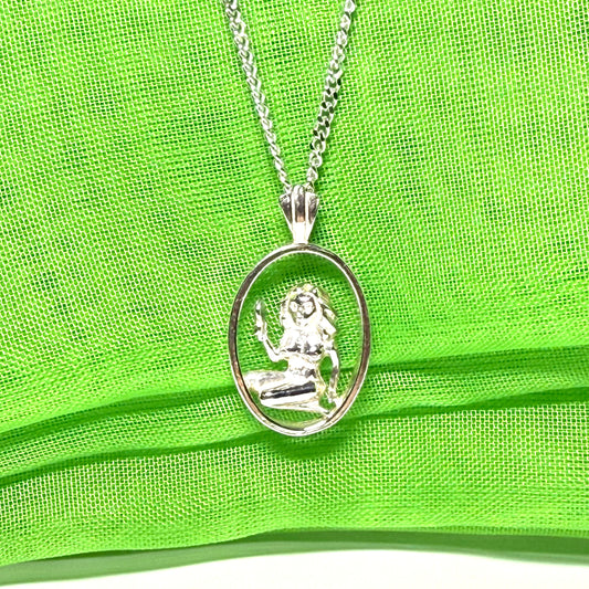 Virgo Zodiac Oval Necklace Sterling Silver Pendant