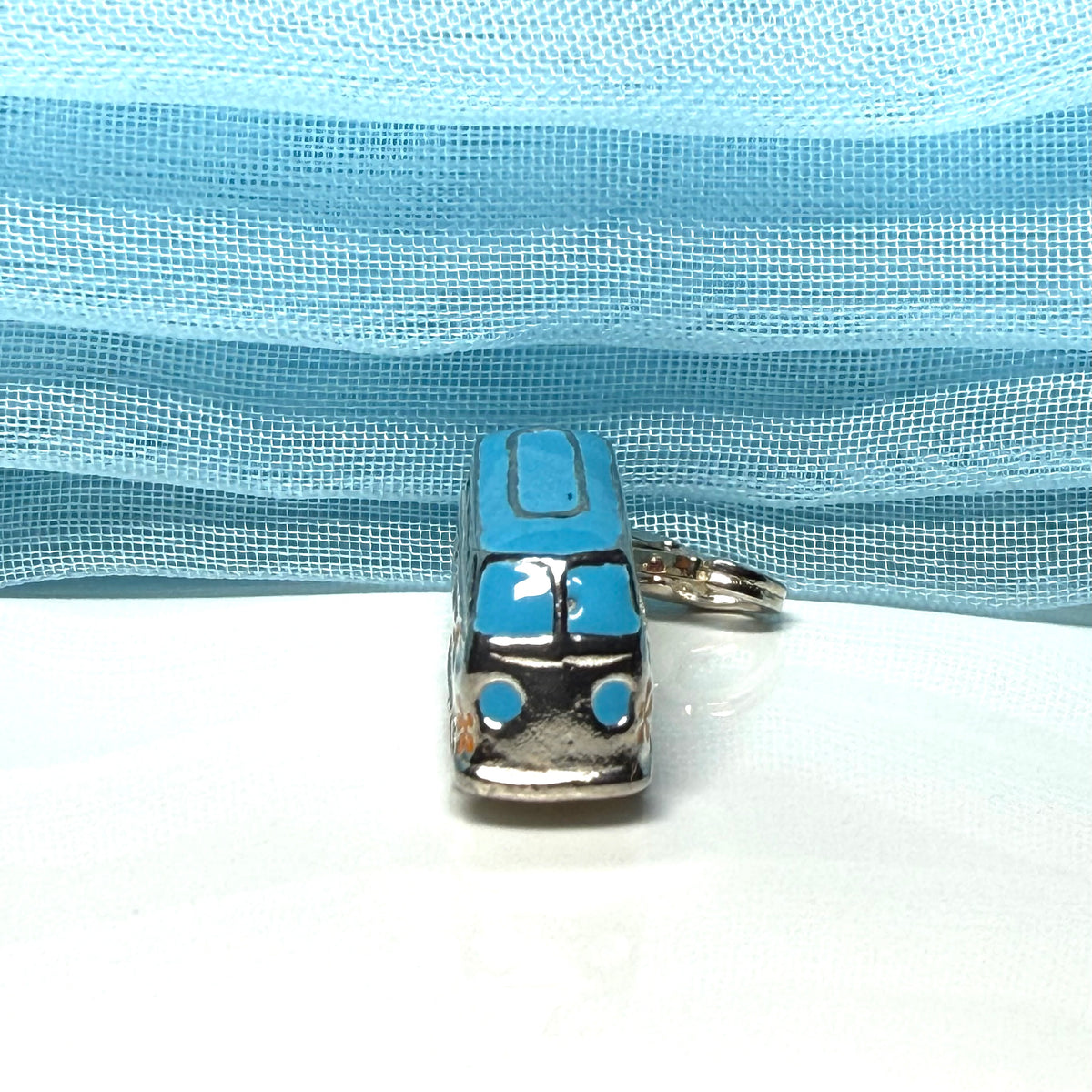 Volkswagen inspired bus VW camper van charm sterling silver