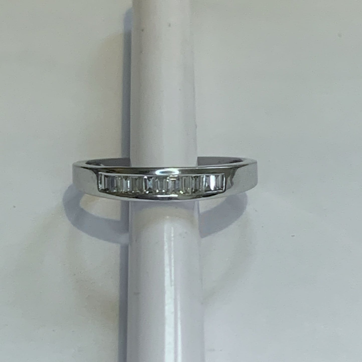 White gold baguette diamond eternity ring channel set 25 points