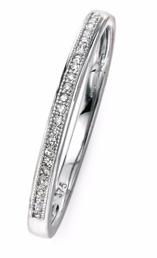 White Gold  Eternity Ring Diamond Claw Setting And Grain Effect