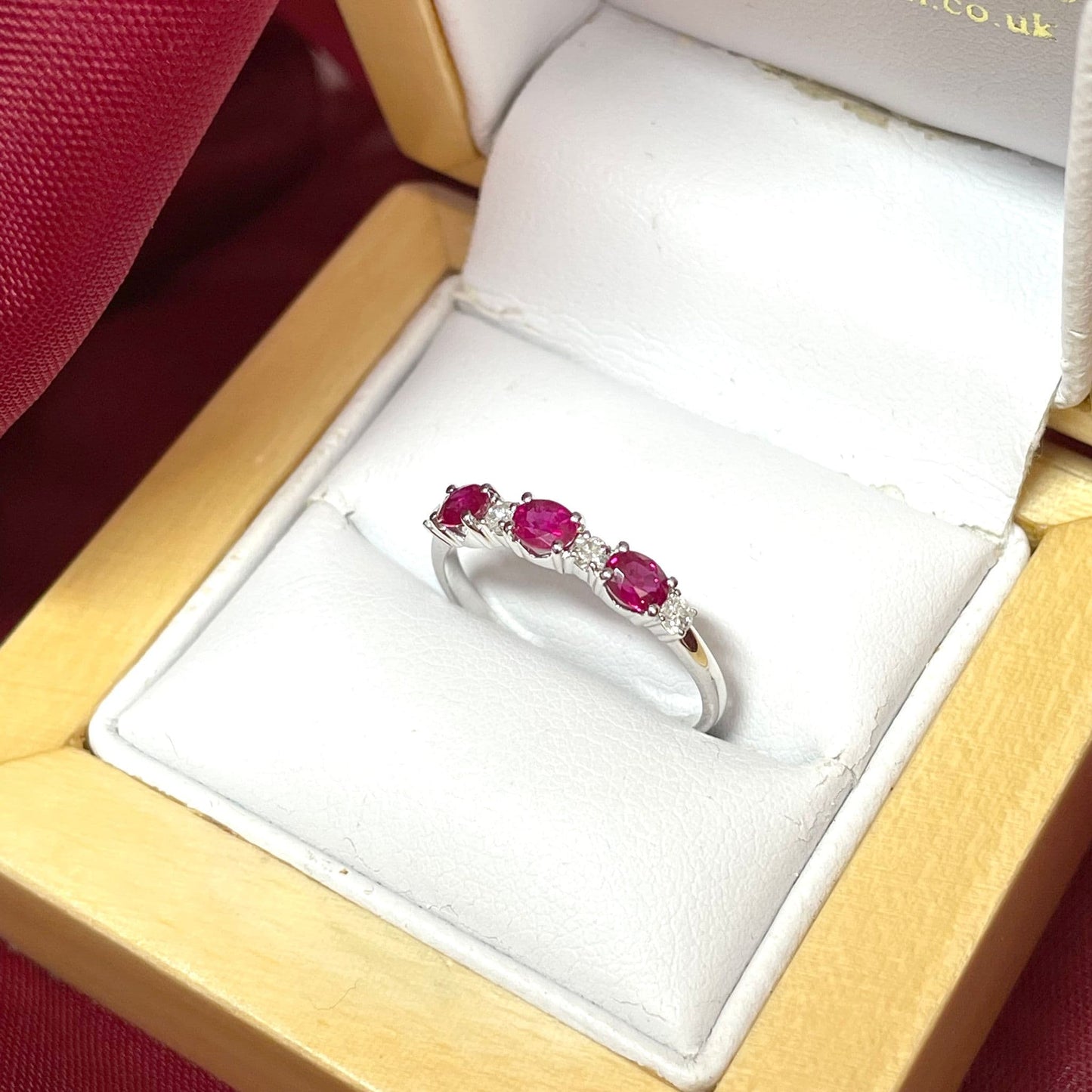 White Gold Oval Ruby And Diamond Claw Set Eternity Ring