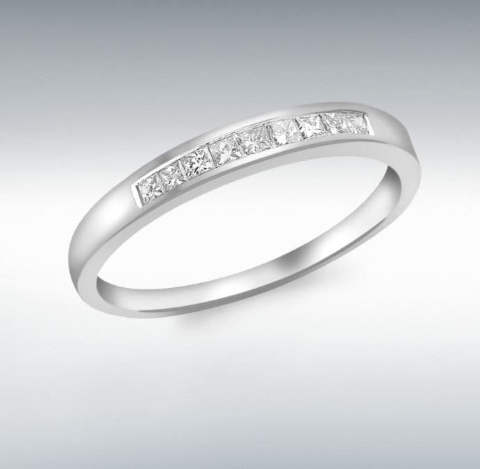 White Gold Princess Cut Eternity Ring Diamond