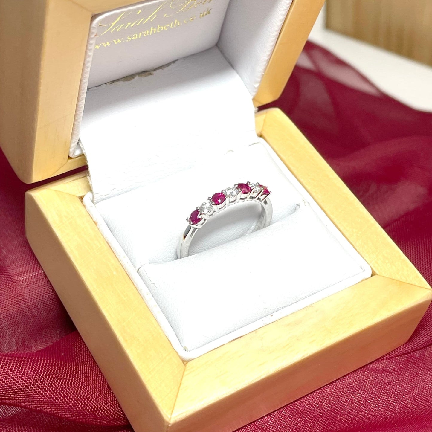 White Gold Round Ruby And Diamond Claw Set Eternity Ring