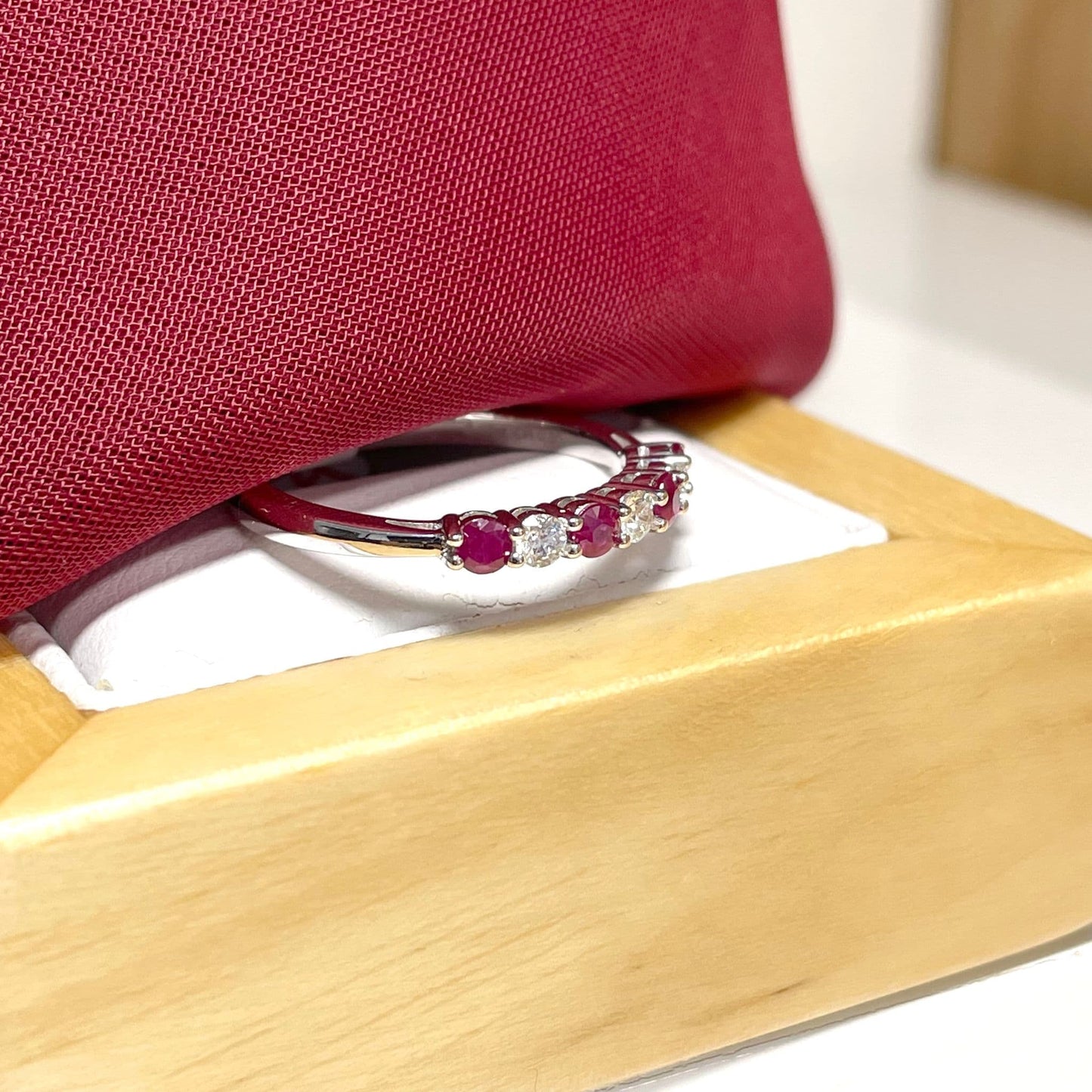 White Gold Round Ruby And Diamond Claw Set Eternity Ring