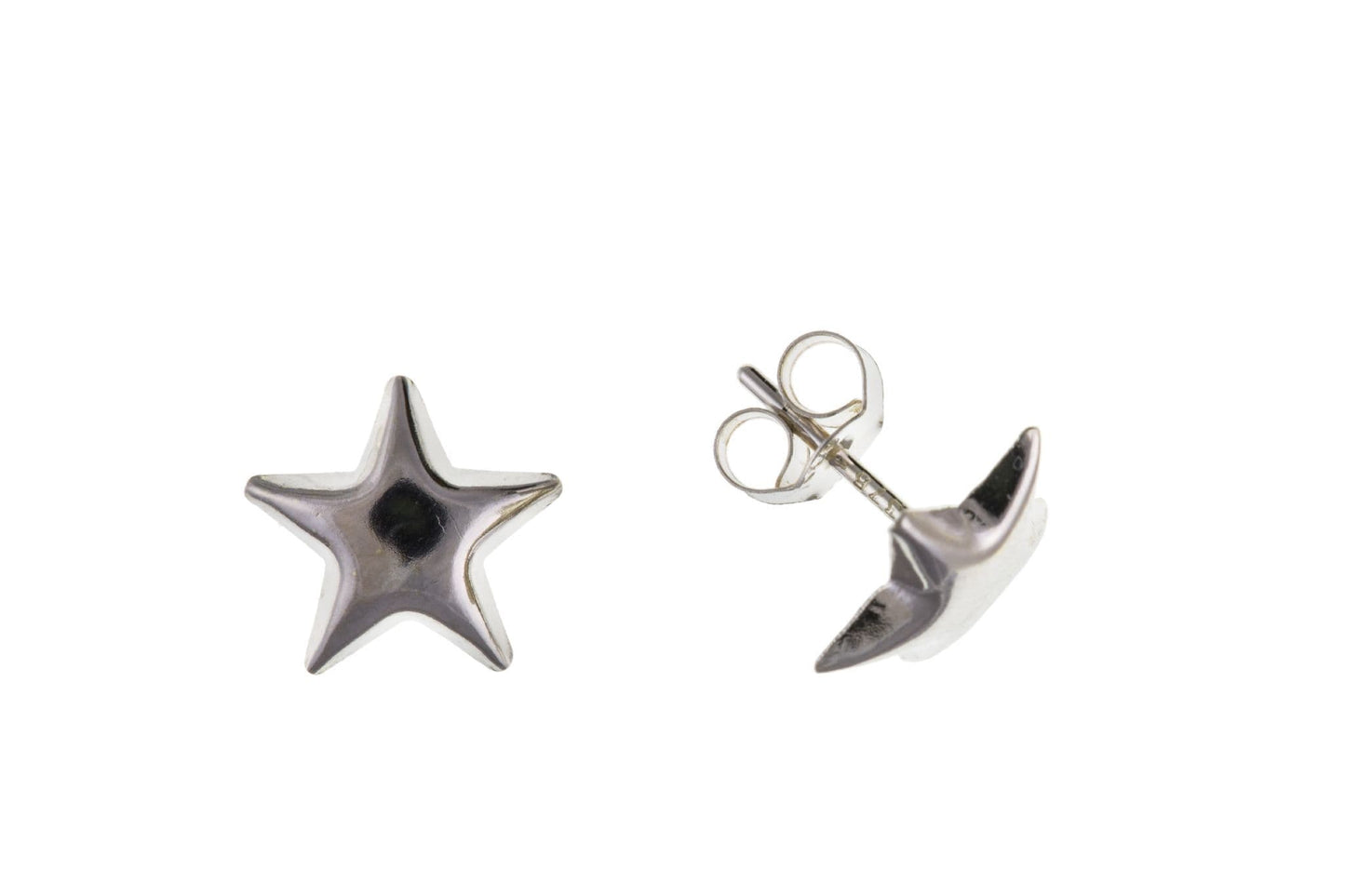 White Gold Star Stud Earrings